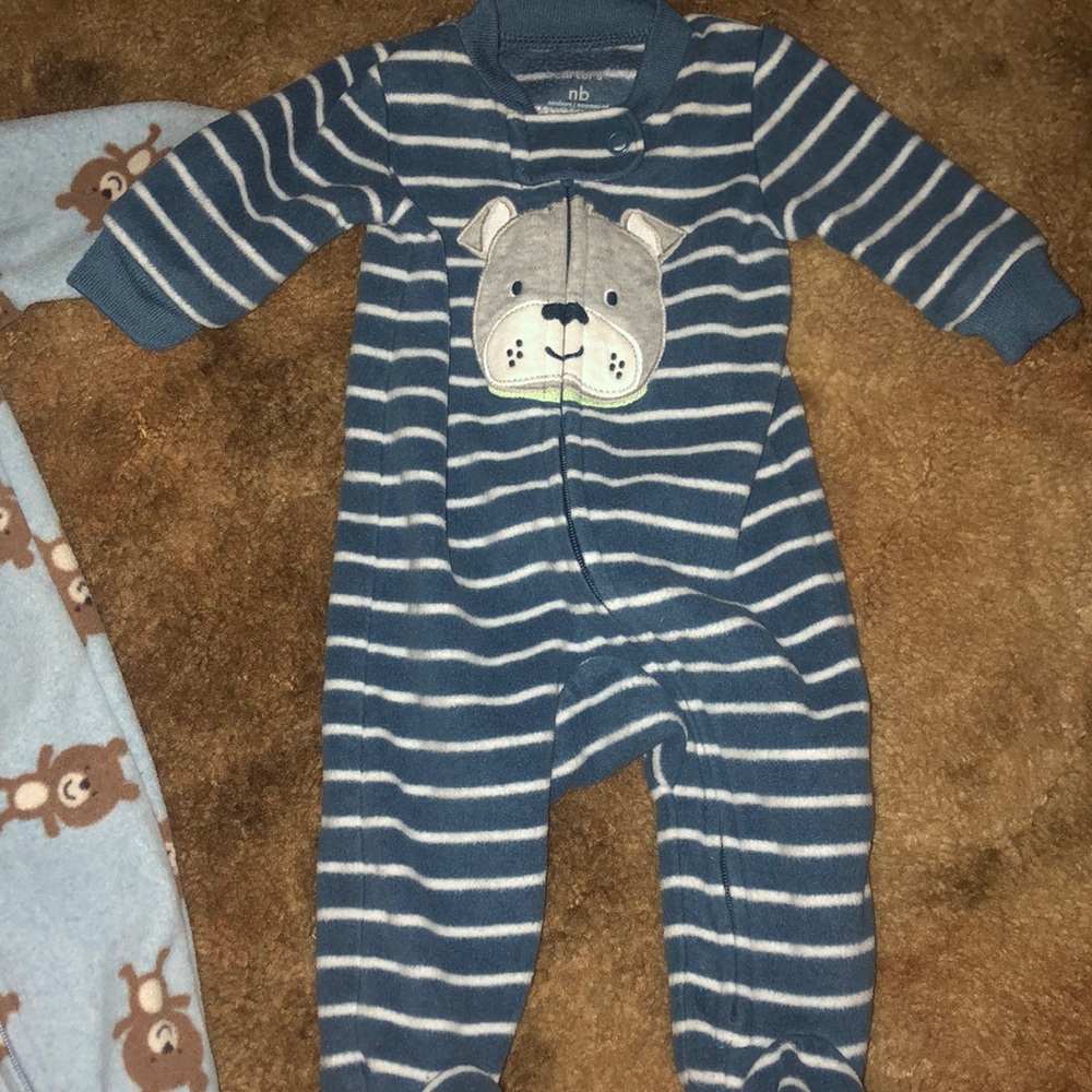 two NB carters fleece footie pajamas - Picture 2 of 6